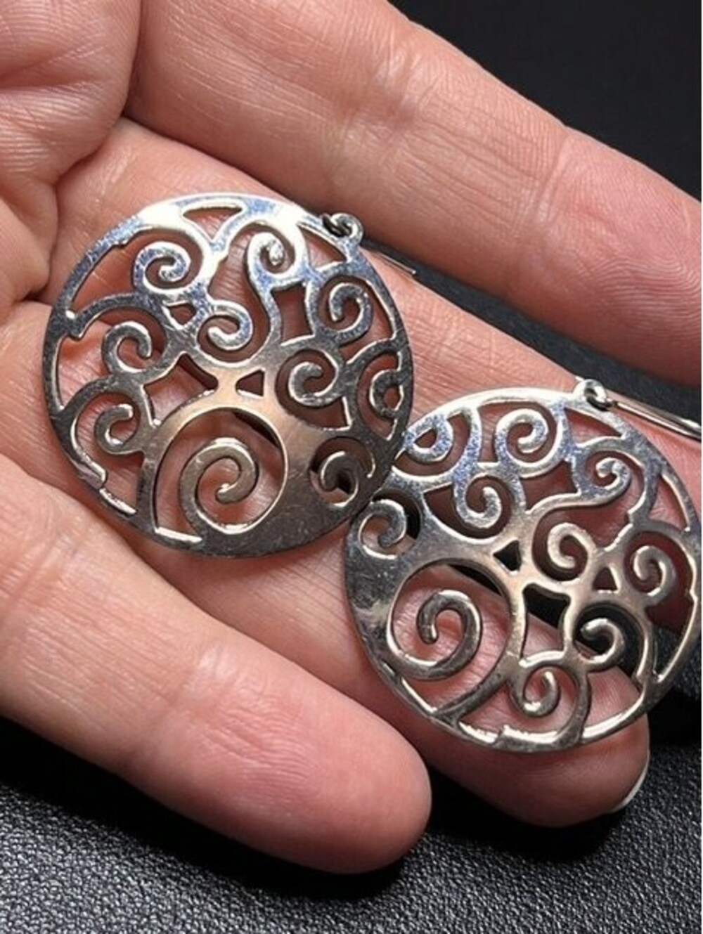 B6723 Milor Stainless Steel Mexico Dangle Drop Earrings 1.25" Filigree swirl